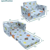 Kids Sofa Couch,Toddler Children 2-in-1 Convertible Sofa to Lounger, Comfy Flip-Out Couch/Sleeper, Rocket Outer Space Chair 2