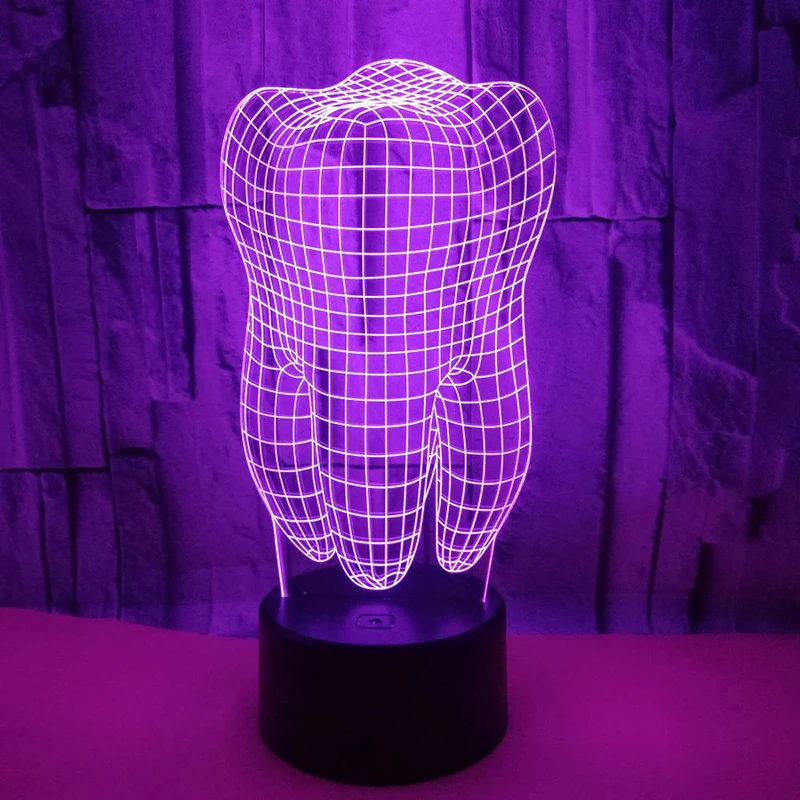 치아 장식 치과 3D LED 야간 조명, 침실 치아 책상 용암 램프, 클리닉 사무실 장식, 어린이 생일 선물