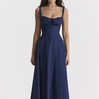 Summer Women flowers Print Long Dress Adjustable Straps Midi Corset Vacation Beach Dress Flowy Slit Lace Up Going Out Dresses - Image 3