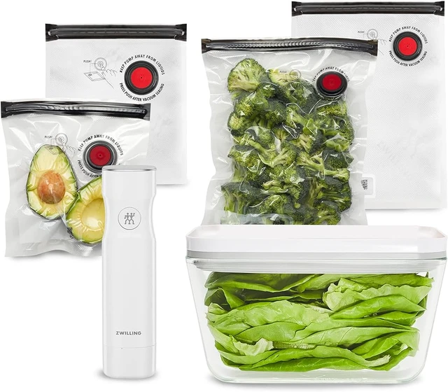 ZWILLING Fresh & Save-máquina selladora al vacío, juego de iniciación con  contenedor hermético de almacenamiento de alimentos, vidrio, bolsas Sous  Vide, preparación de comidas - AliExpress