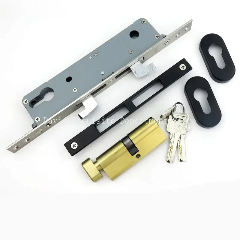 Heavy Duty Sliding Door Hook Lock Aluminum Alloy Sliding Balcony Glass Door Double Hook Lock Body Wooden Hardware