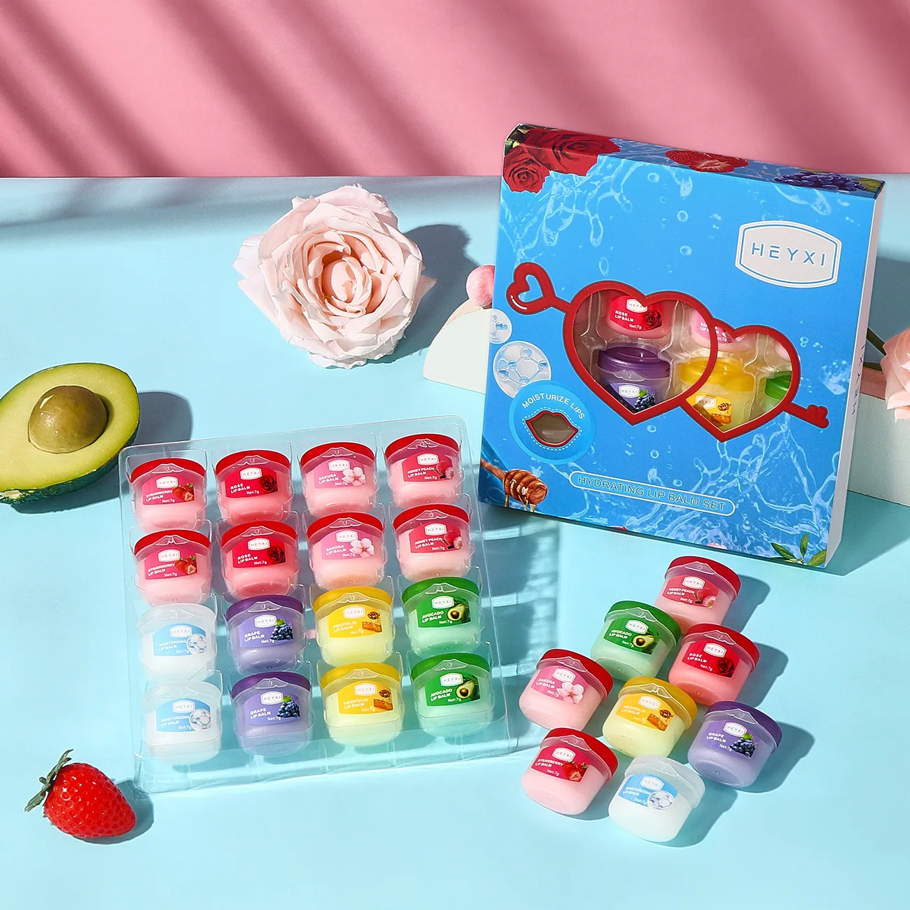 16pcs Vaseline Fruit Series Lip Balm Set Sleeping Lip Mask Moisturizing Hydrating Non-sticky Anti-Cracked Lip Balm Lips Care 4