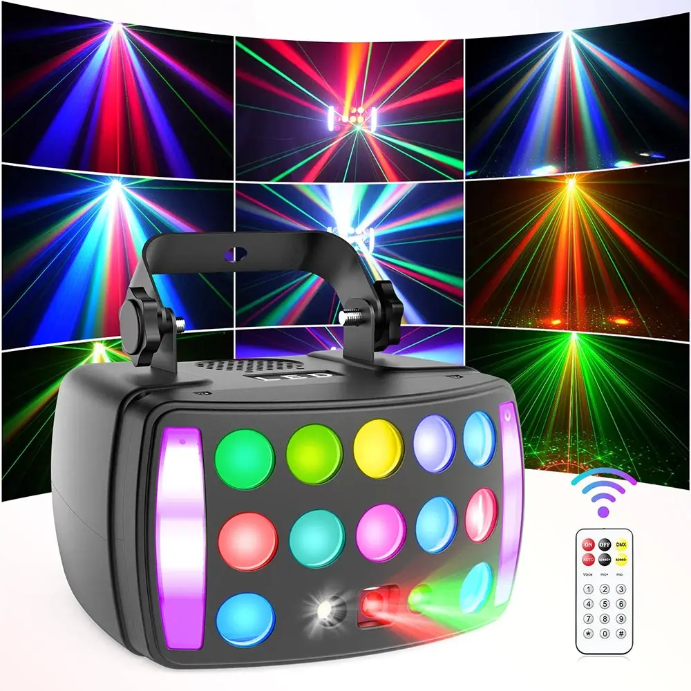 

DJ Disco Derby Beam 4IN1 Stage Light Red Green Patterns Strobe Dynamic Marquee Effect Party Wedding Club Dance Lamp