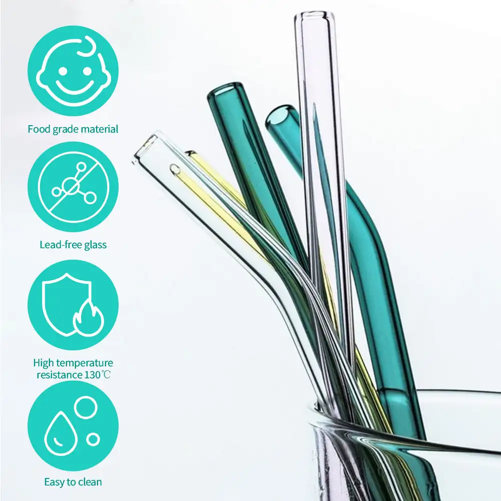 Eco-Friendly Multi-Color Reusable Glass Drinking Straws
