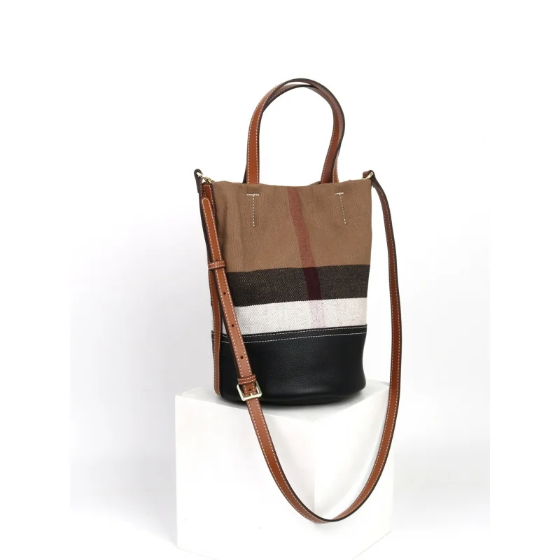 

High Quality Striped Stitching Women's Bag 2024 Fashion Classic Shoulder Bag Casual Versatile Large Capacity Bucket Bags