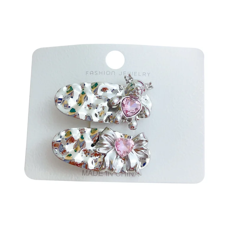 

Female Personality Metal Bang Clip Side Clip Hair Accessories Headwear Luxury Luxury Five Point Star Cartoon Style Bow Knot
