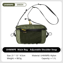 UltraLight Waterproof Dyneema Waist Pack - Multi - Pocket (Green with Strap)