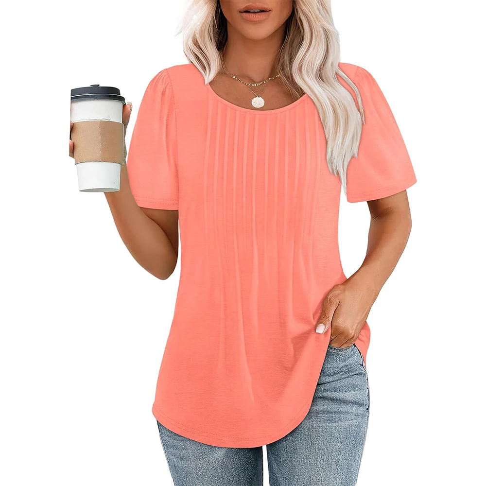 Women's Scoop Neck Fitted Tee Shirt Basic Short Sleeves Solid...