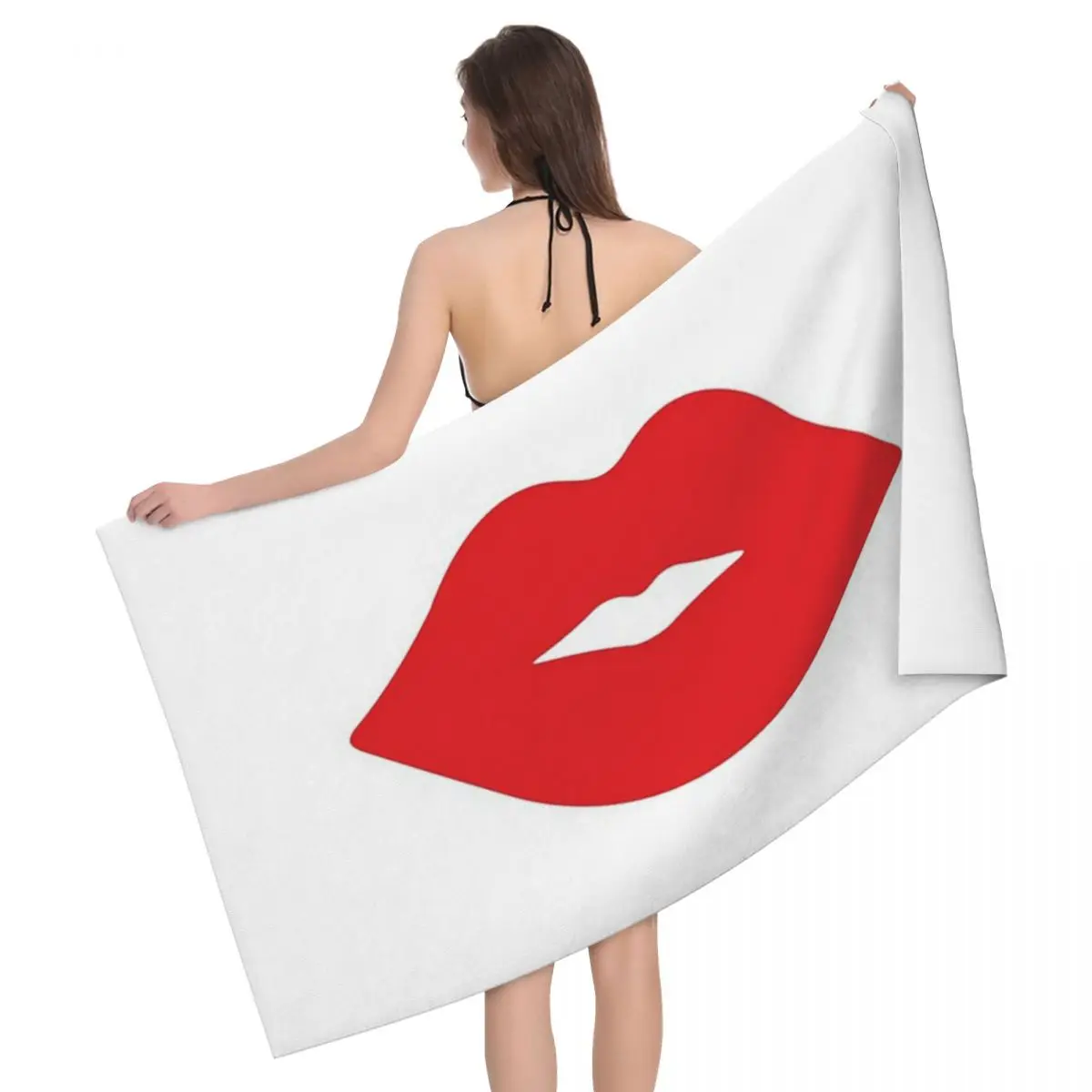 

Red Lips 80x130cm Bath Towel Skin-friendly For Beach Holiday Gift