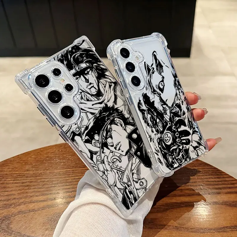 Anime-Inspired JOJO Kujo Jotaro Clear Shockproof Phone Case with Silicon Cover