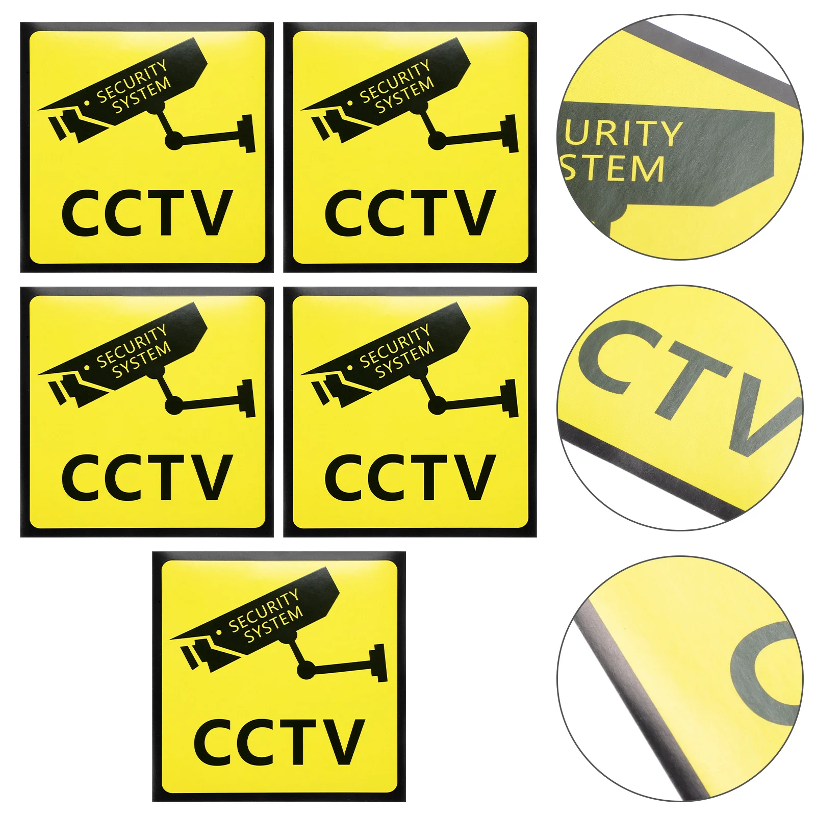 5 Pcs Monitoring Warning Stickers Strong Adhesion Signs Camera Watching Window High-definition Security Business Cctv Alarm for