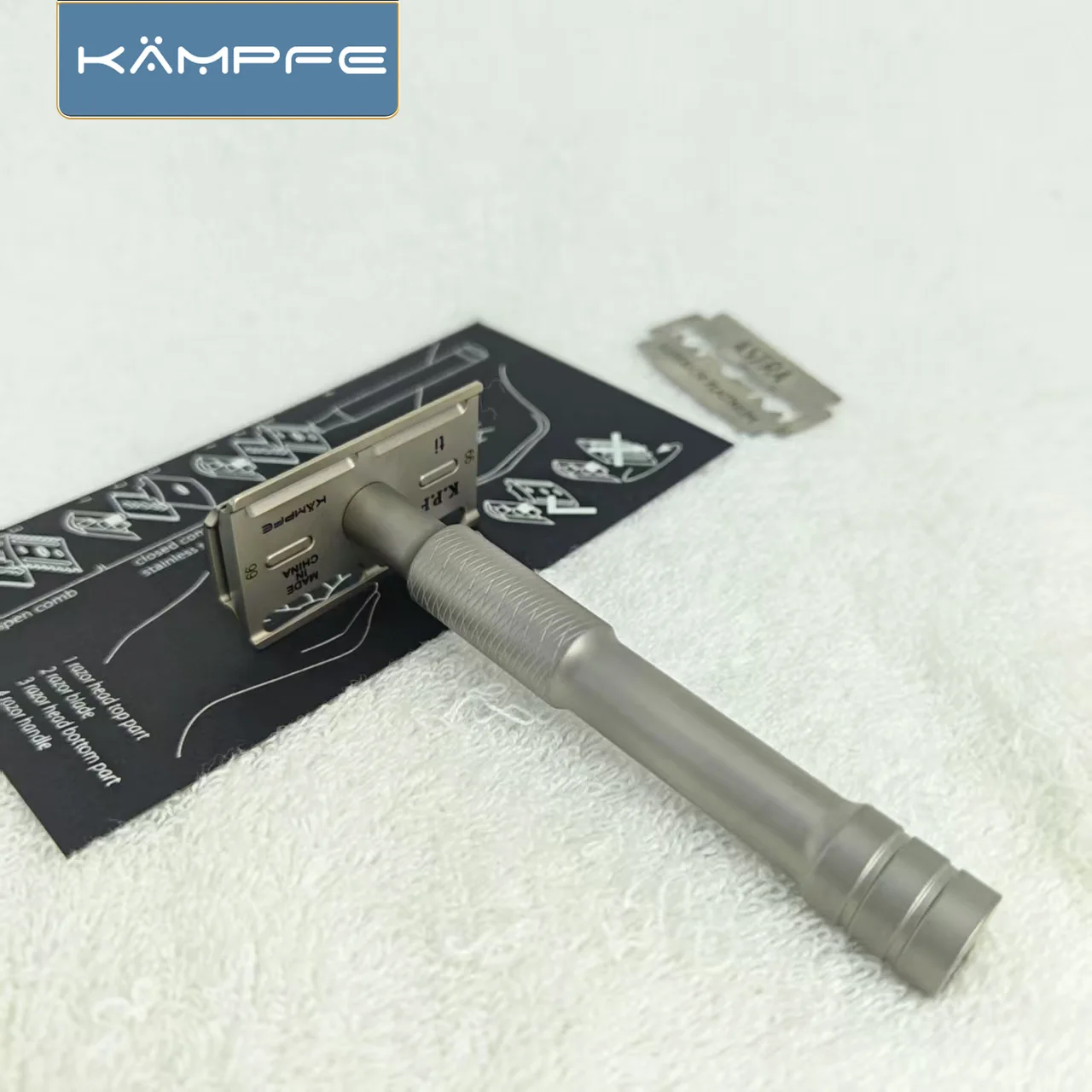 KAMPFE Manual Safety Titanium CNC machining Razor beard shaver With 5 replaceable blades Mans tools