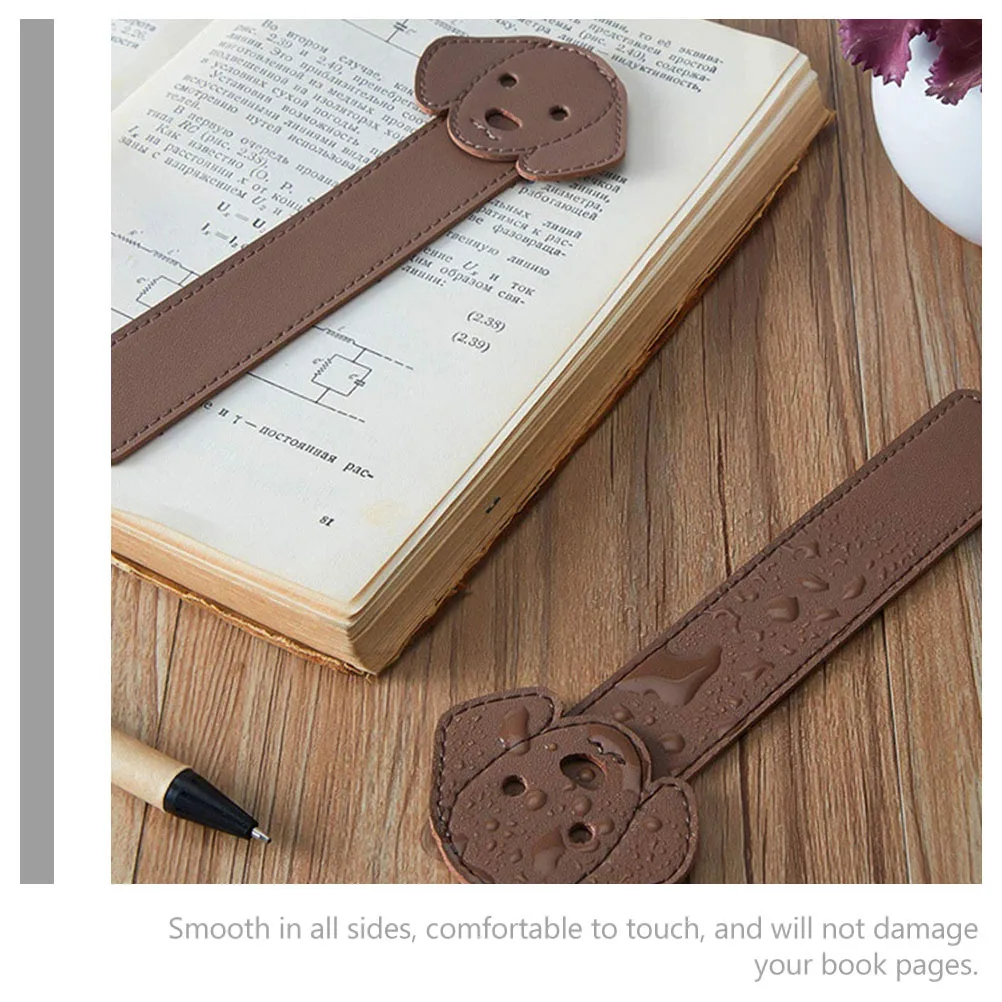 Dog Themed Bookmark PU Animal Page Marker for Books Smooth Edge Reader Gift for Women Men Children Holiday Present