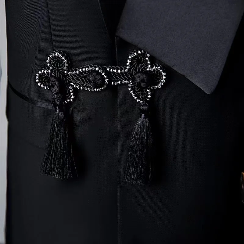 Retro frog Black Prom Suits Mens for wedding Formal Groom Party Fashion Tuxedos dance mans loose and comfortable Blazers