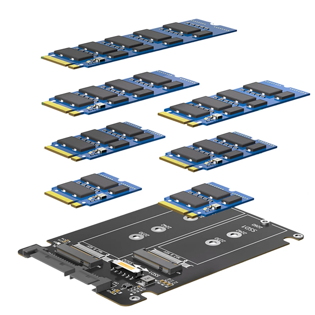 Dual M.2 B Key NGFF SSD To 2.5 SATA III Adapter HDD Disk Drive Enclosure 6Gbps SSD Case Driver-free Dual NGFF B Key M.2 SSD Card