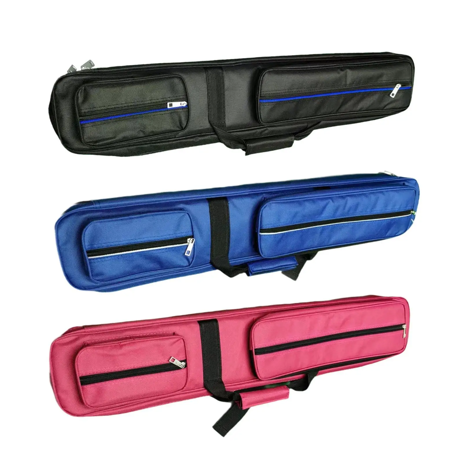Billiards Pool Case with 2 Zipper Pockets Portable Billiard Pool Cue Sticks Carrying Case Lightweight 1/2 Cue Bag