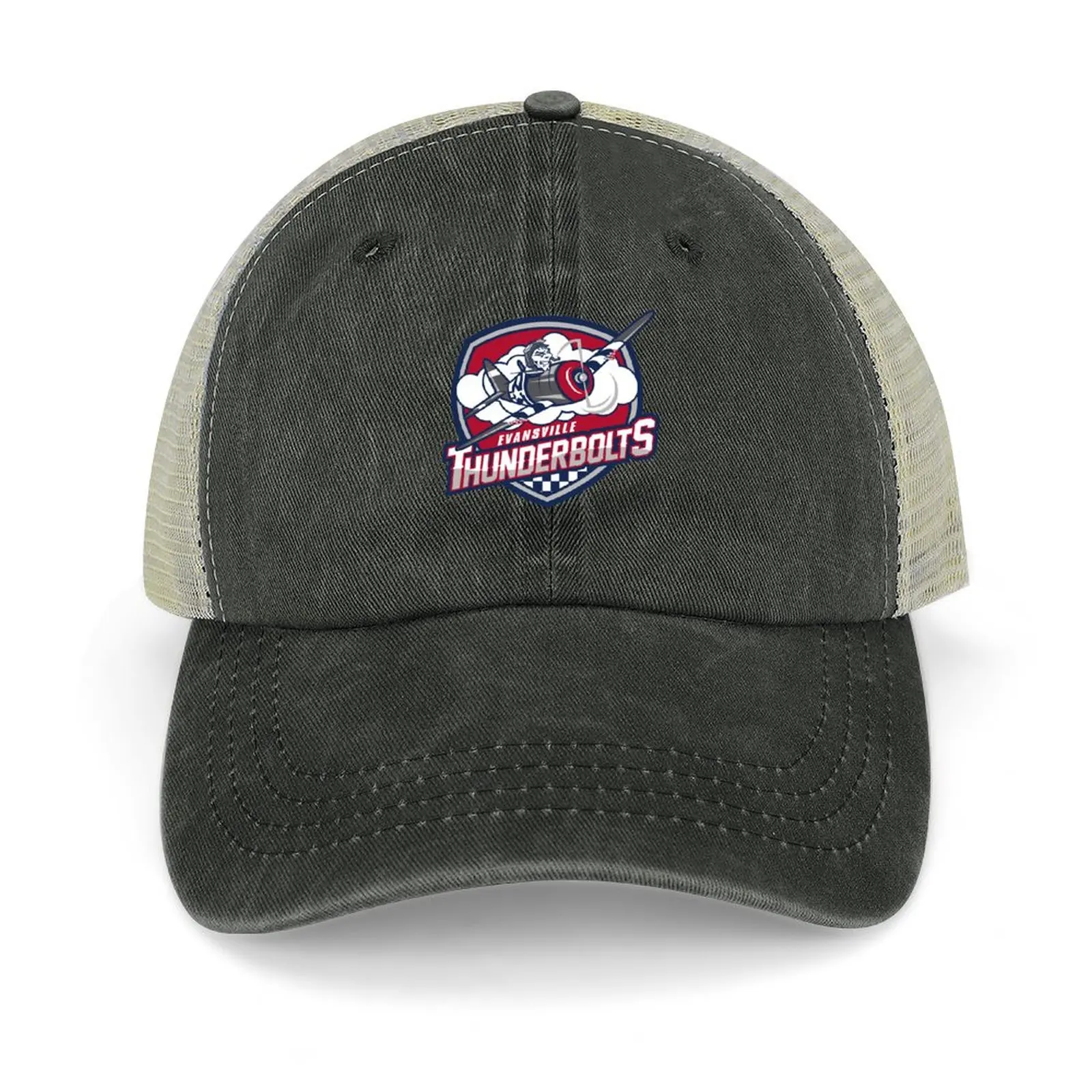 

Evansville Thunderbolts logo Cowboy Hat Streetwear Sun Hat For Children Snap Back Hat Woman Hats Men's