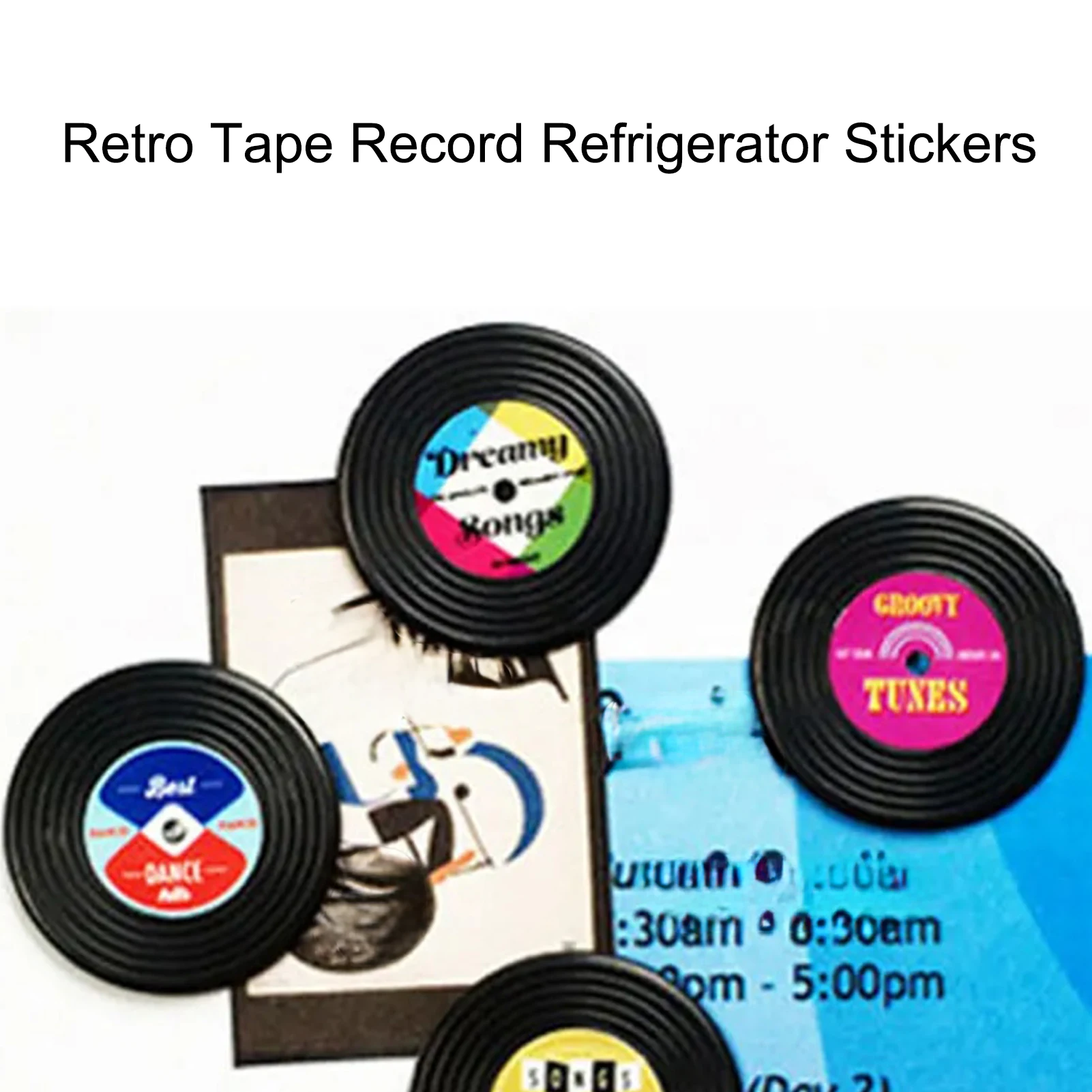 

Vintage Magnetic Tape Record Fridge Stickers Home Decoration Nostalgic Cassette Magnetic Fridge Stickers Set of 4