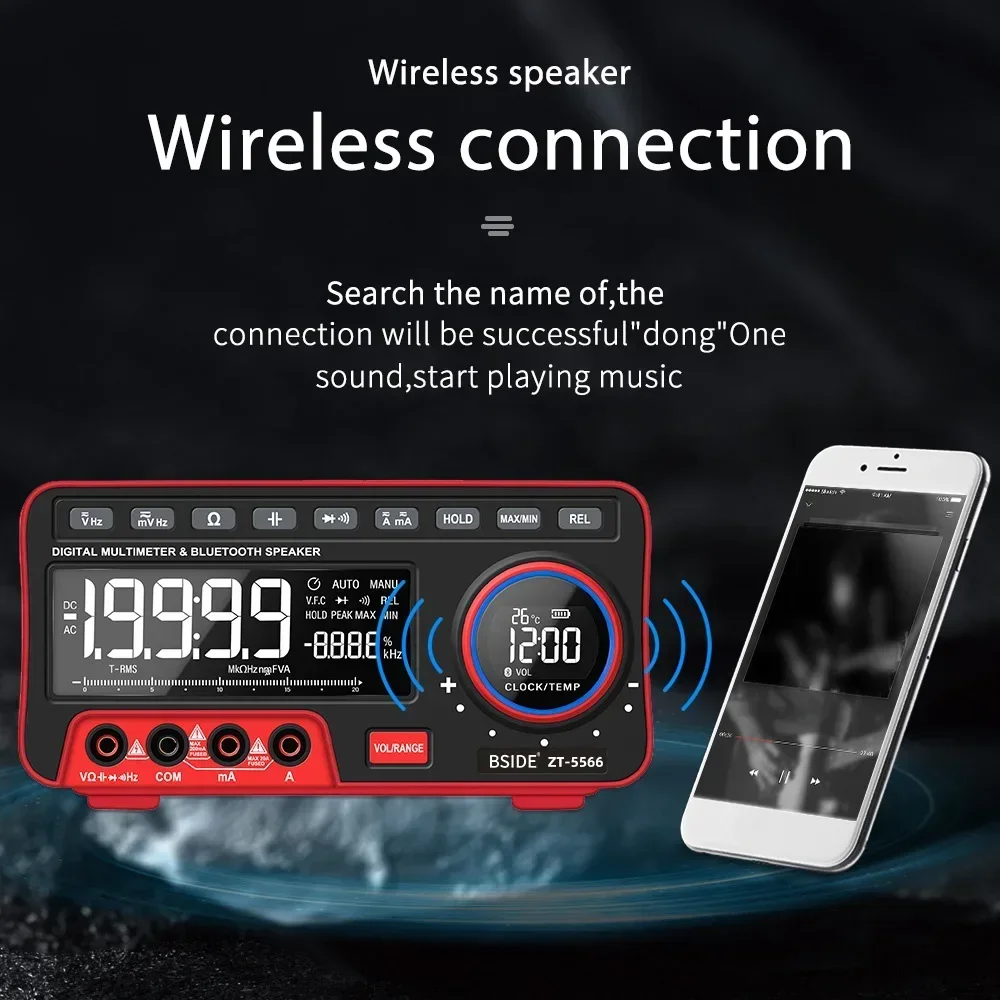 ZT-5566 Digital Multimeter 19999 Dual Screen EBTN Wireless Professional Bluetooth Speaker Voltage Current Capacitance Tester