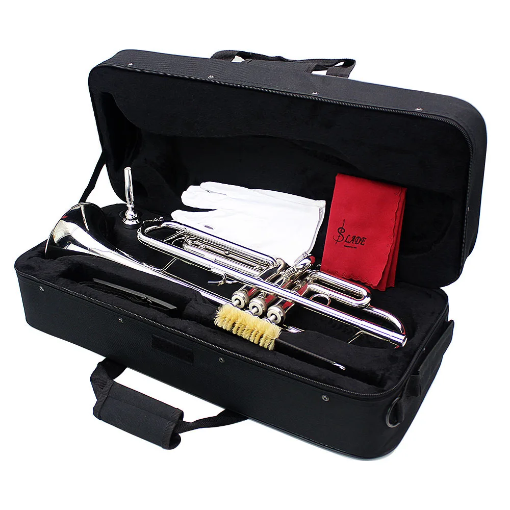Bb B Flat Trumpet Professional Brass Trompete with Mouthpiece Gloves Cleaning Cloth Strap Case Musical Instrument Accessories