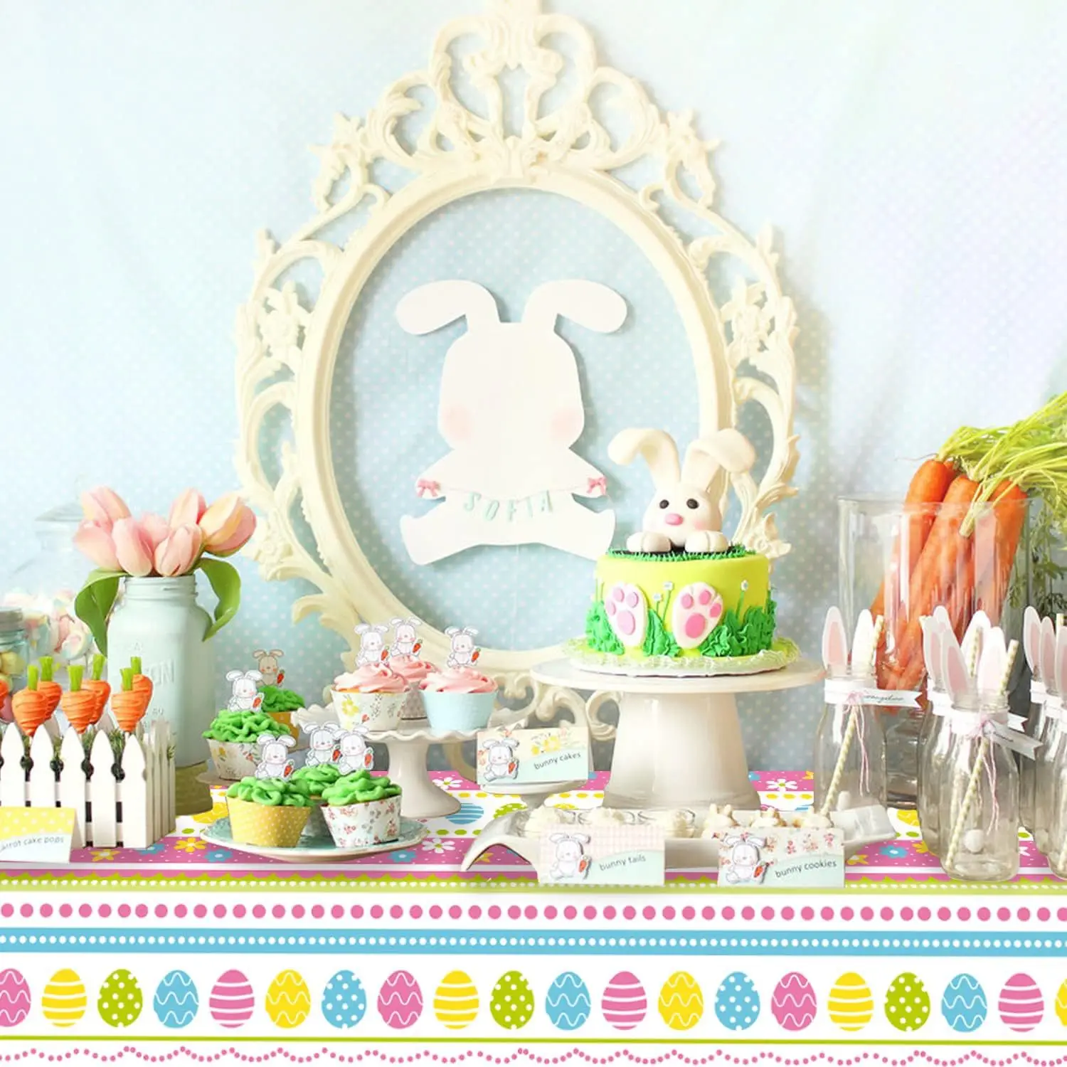 Easter table placemats , bunny cloth placemats disposable tablecloth tablecloth birthday holiday party decoration supplies