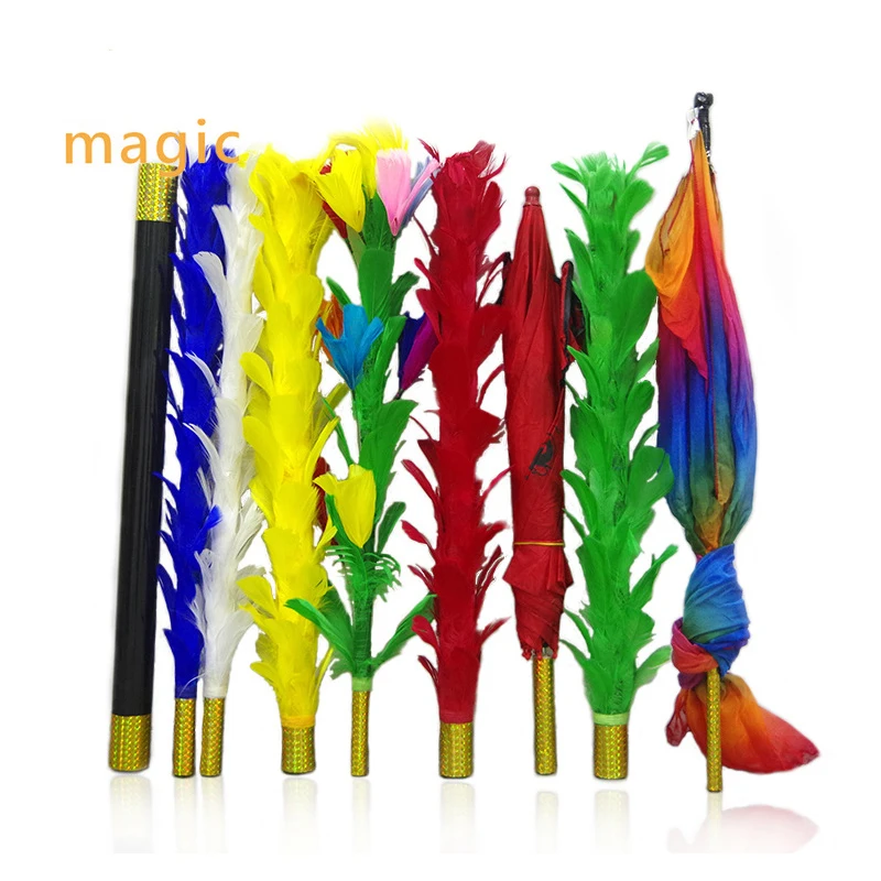 feather-sticks-variation-magic-tricks-fether-flower-to-umbrella-bouquet-flag-magician-stage-gimmicks-illusions-mentalism-comedy