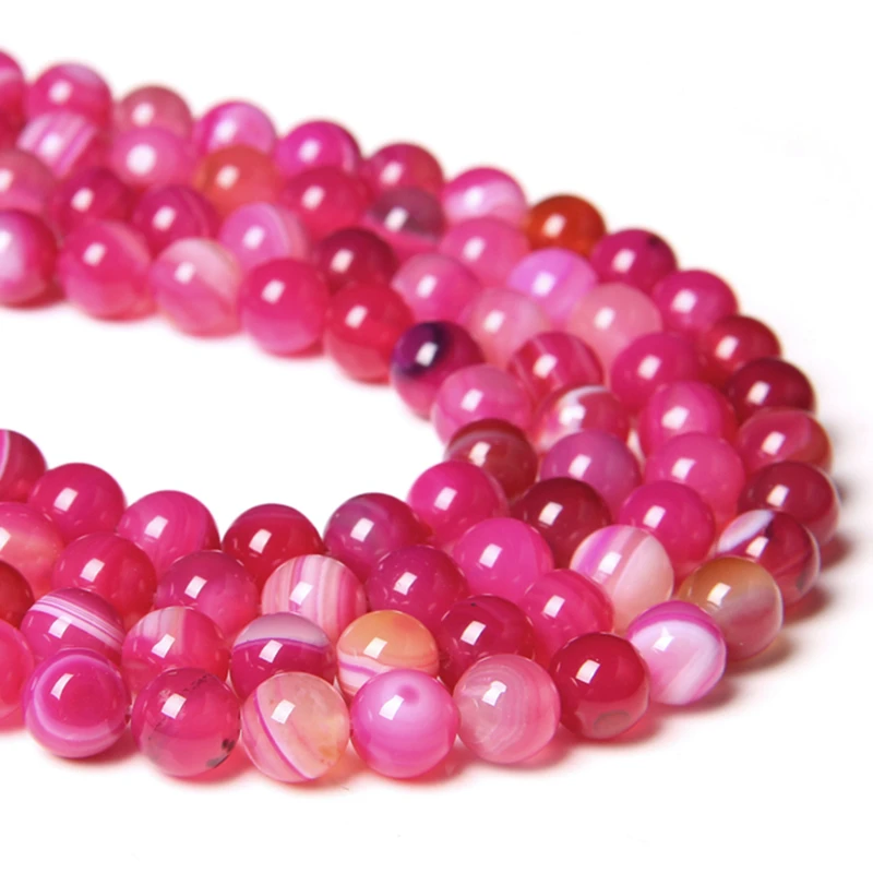 Natural Pink Beads Jewelry Making Natural Stone Beads Agate Rose