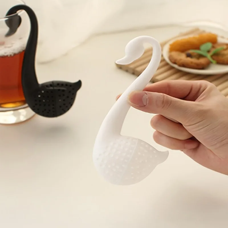2pcs Swan-Shaped Mini Tea Infuser - Creative Plastic Tea Strainer for Loose Leaf & Blooming Teas, Kitchen & Dining Accessory