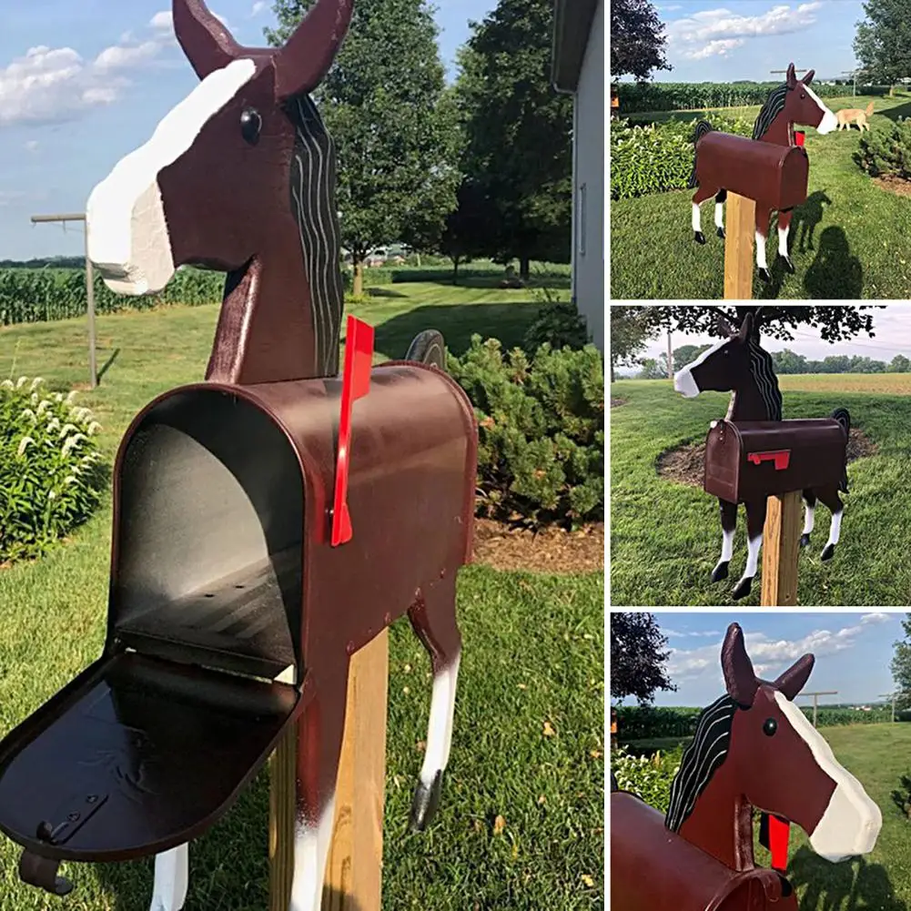 Excellent Post Box Interesting Decorative Perfect Gift Outdoor Farmhouse Horse Cow Chicken Shape Mailbox Ornament post mount mailbox miniature mailbox