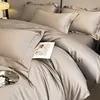 1000TC Egyptian Cotton Premium Solid Color Bedding Set Ultra Soft Comfortable Duvet Cover Elastic Fitted Sheet Pillowcases 4Pcs 4