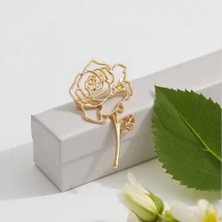 Elegant Gold Rose Design Versatile Fashion Brooch Accessory (Rose)
