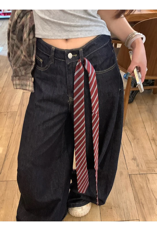 Long Skinny Plaid Waist Belt With Jeans Necktie Scarf