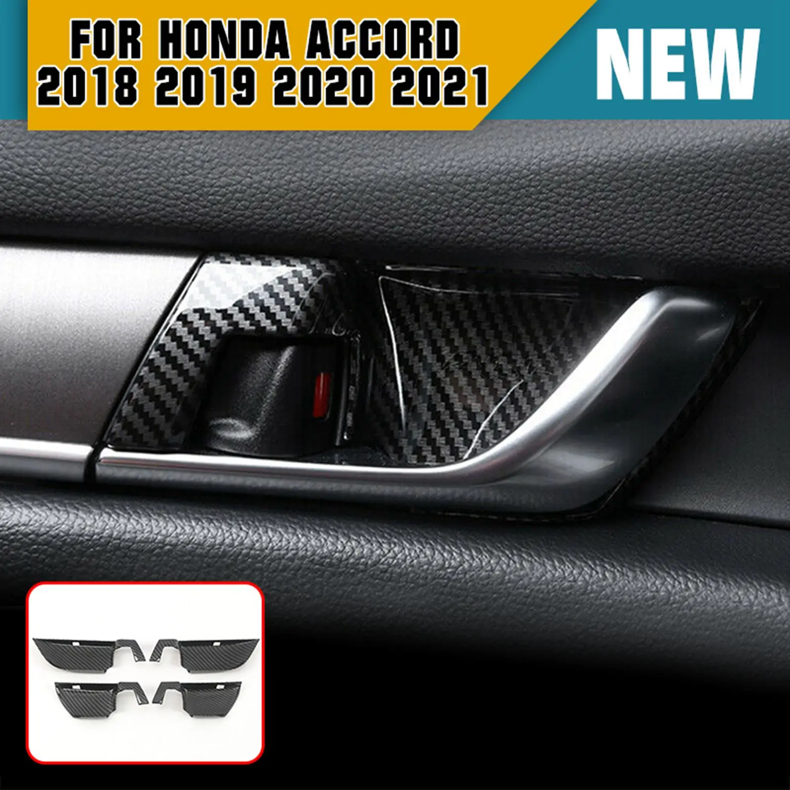 

4 шт. для Honda Accord 2018-2021, внутренняя дверная ручка из углеродного волокна, крышка чаши, отделка, Стайлинг автомобиля, крышка чаши, отделка