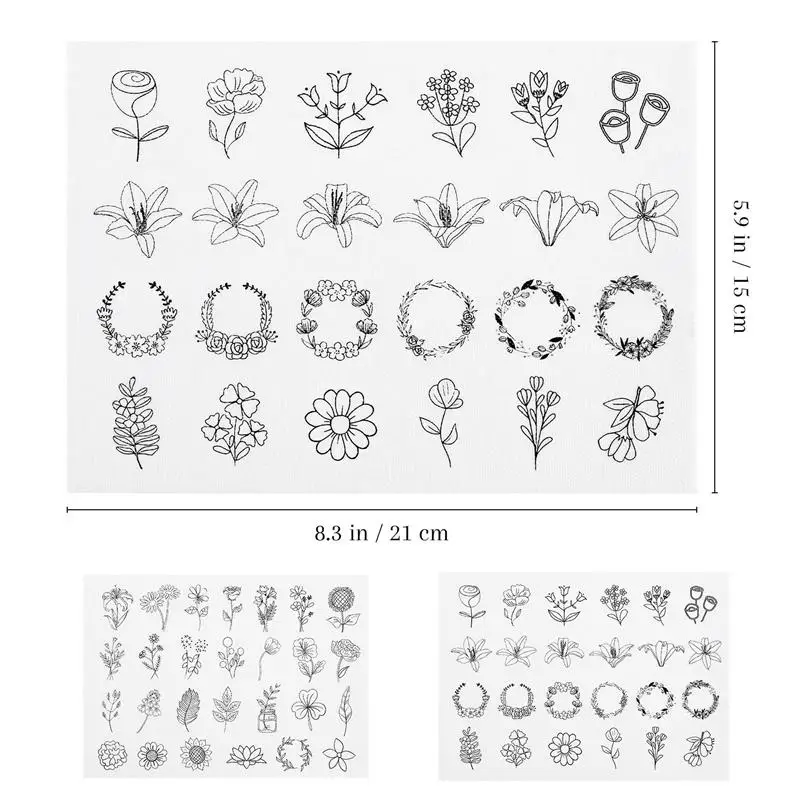 2 fogli modelli di ricamo solubili in acqua stencil trasferimenti punto croce modelli di carta vesti fatti a mano fai da te per principianti  15