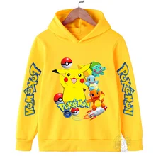 Kawaii Hoodies Pikachu Kids Clothes Pokemon Girls Clothing Tops Boys Sweatshirt Game Print Long Sleeve Pullovers Baby Streetwear