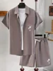 New Men's Short-Sleeved Shirt And Shorts Two-Piece Set Beach Hawaiian Style Summer Single-Breasted Shirt T-Shirt Sportswear Suit 1