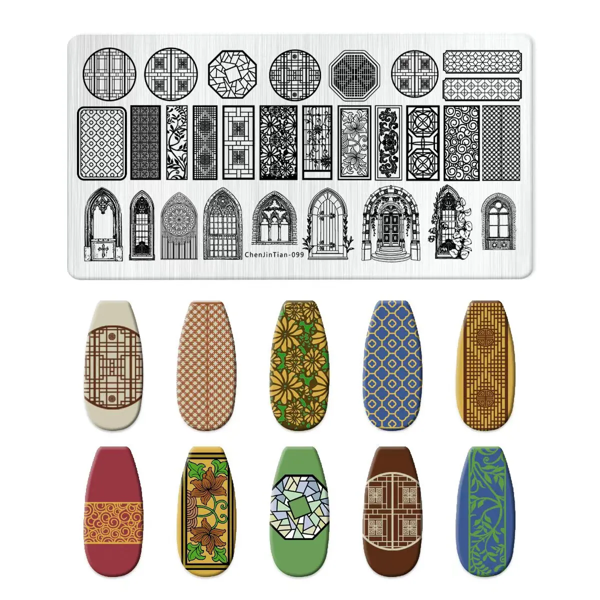 Nail Art Templates European architectural pattern angel priest Flower Geometry Stamping Plates DIY Image Printing Stencil Tools 3