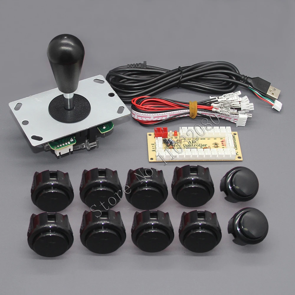 Kit DIY de consola Arcade de 1 jugador, Joystick ovalado de 8 vías, botón pulsador estilo SANWA para PC Raspberry Pi, co