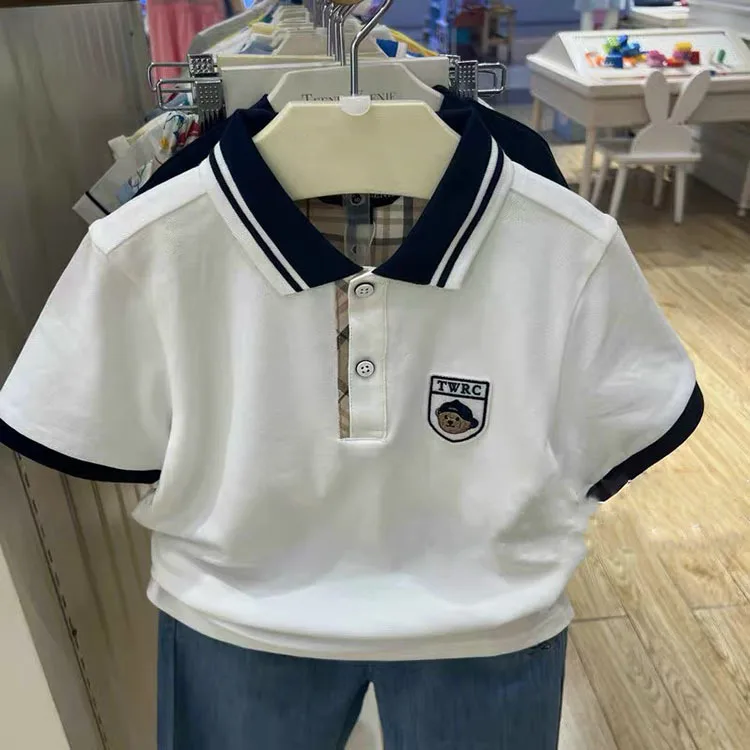 

England Fashion Kids Polo Shirt Family Matching Outfits Mother Kids White Color Tees Summer T-shirt Clothes