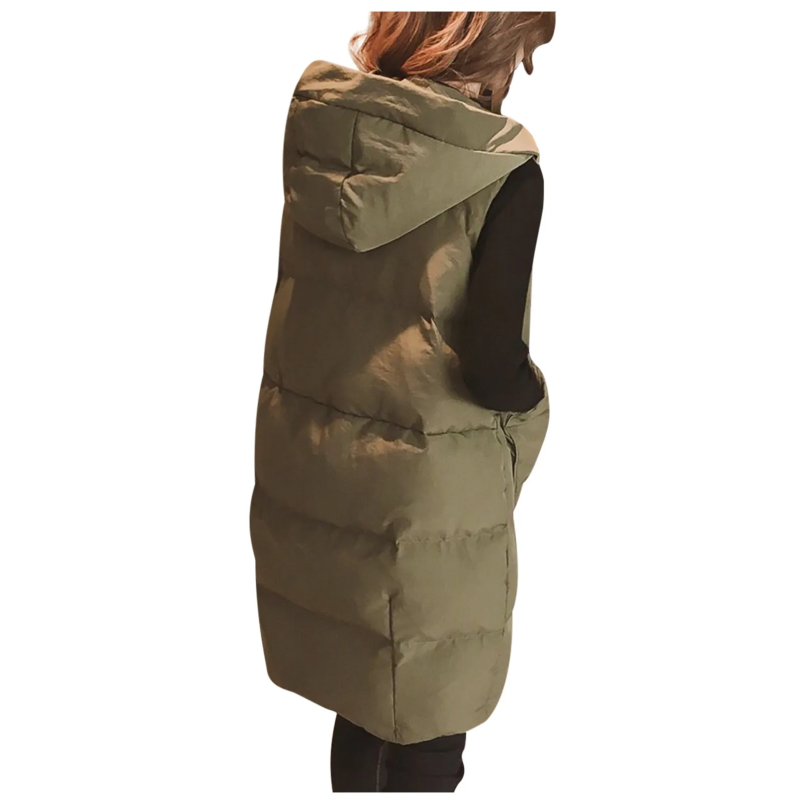 Women's Large Hooded Vest Autumn and Winter Cotton Vest Fashion Warm Puffer Jacket Vest Fashion