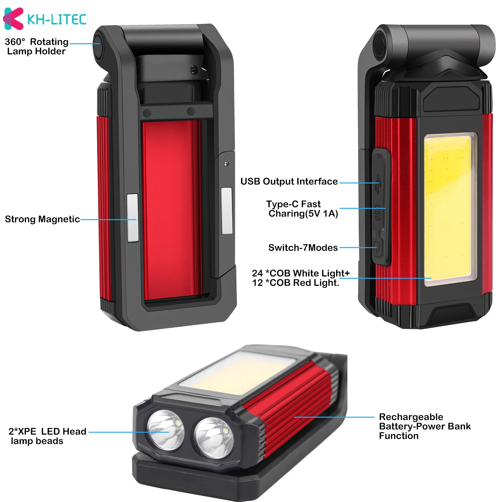 Multifunctional LED Spotlight for Camping