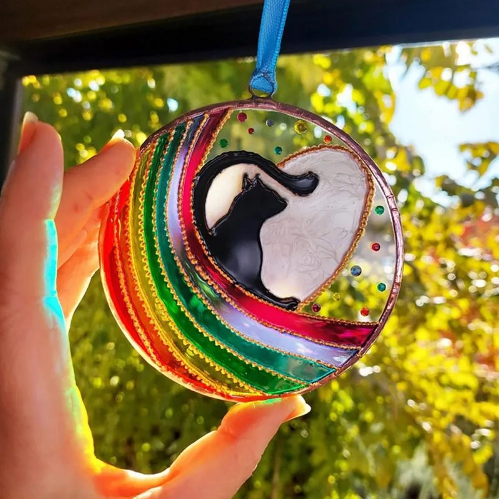 

Home Pendant Ornament Flat Pendant Keychain Accessories Pet Memorial Sun Catchers Acrylic Decoration Rainbow Bridge