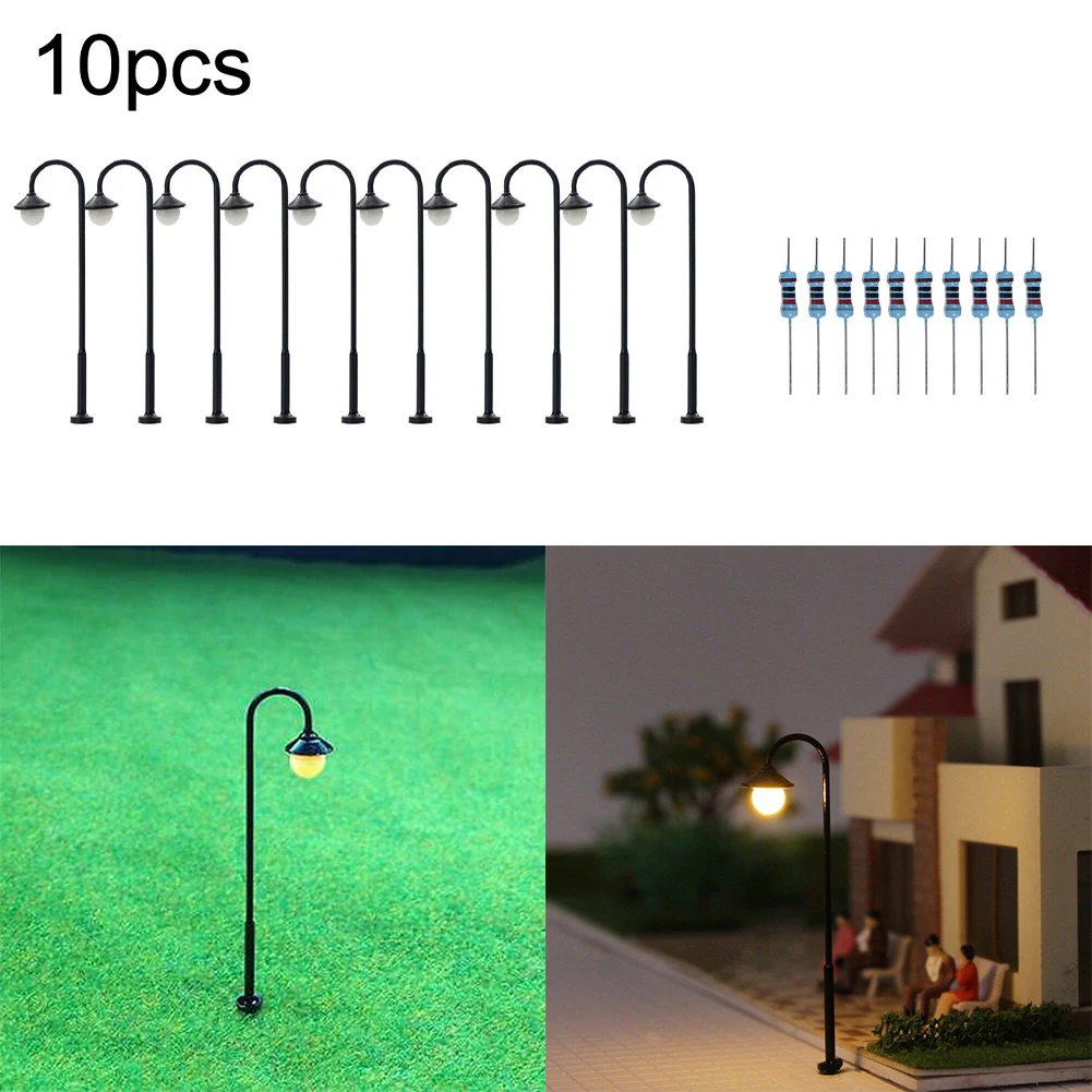 10pcs Model Railway Lights Led Lamppost Lamps Street Lgihts 1:160 Lamps N Scale 4.5cm Round Head Street Lights Train Layout Toys 2