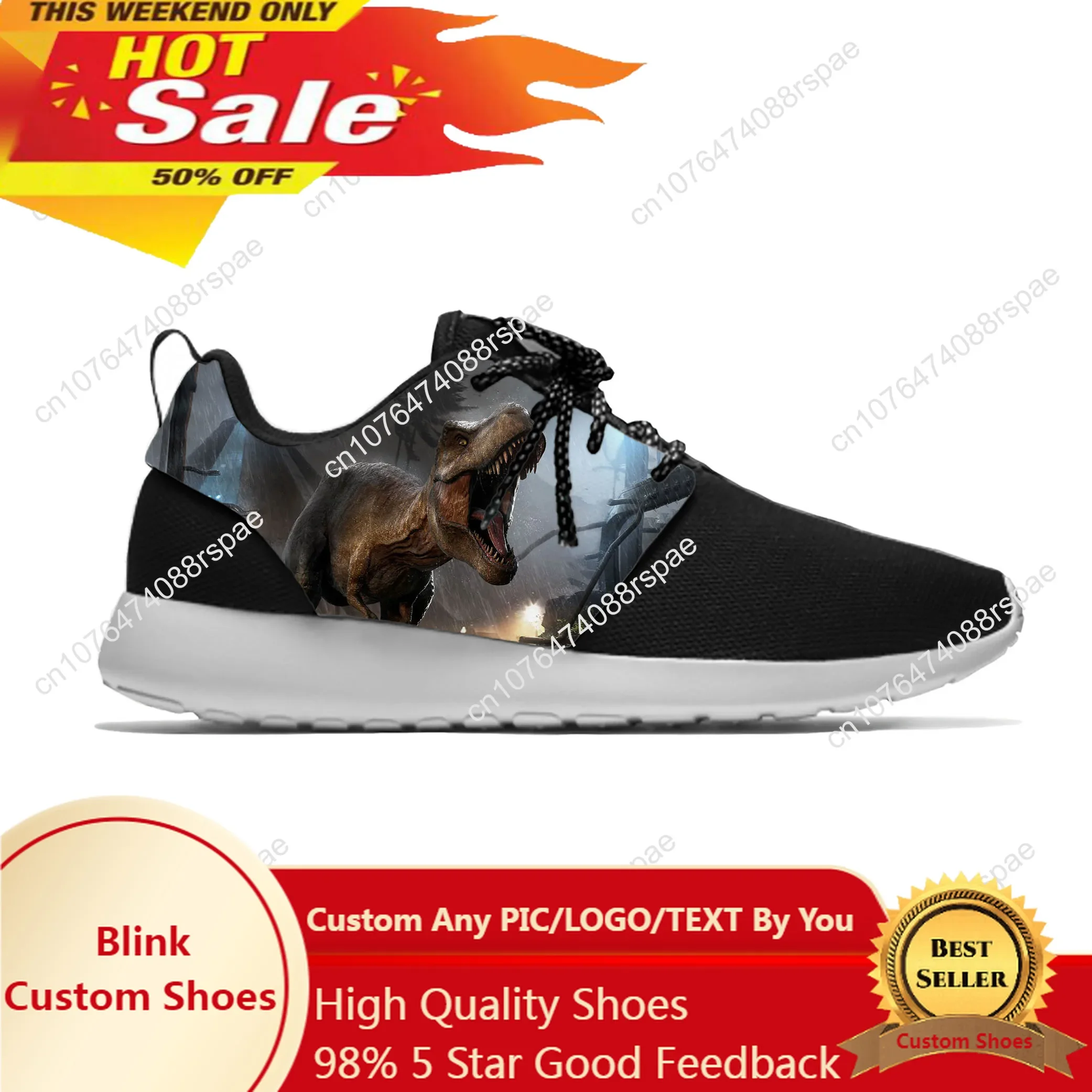 

Dinosaur Movie Jurassic World Park Fashion Classic Sport Running Shoes Casual Breathable Lightweight 3D Print Men Women Sneakers