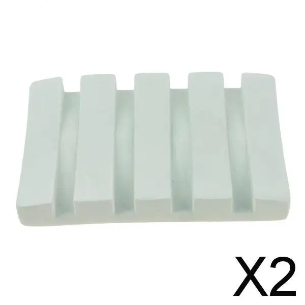 

2xRectangle Diatomite Bar Holder Water Absorbent Soap Pad Green