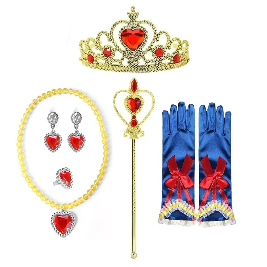 Girls Princess Snow White Dress up Accessories Party Favors Gifts Set Including Crown Scepter Wand Necklace Gloves Bow Headband princess dress,hair accessories,cosplay necklace