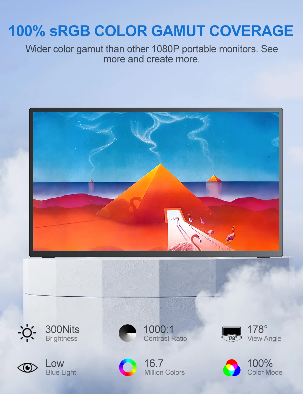 EVICIV 120hz 휴대용 모니터 18.5 인치 100 % sRGB 1080P VESA 및 스탠드 180 ° 조절 가능 초슬림 및 경량 프레임리스 FHD FreeSync IPS HDR 게임 디스플레이, 노