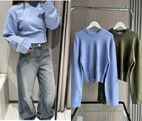 Loose sleeve round neck knitted sweater 2025 new product ladies ultra-wide ribbed hem long sleeve short cardigan