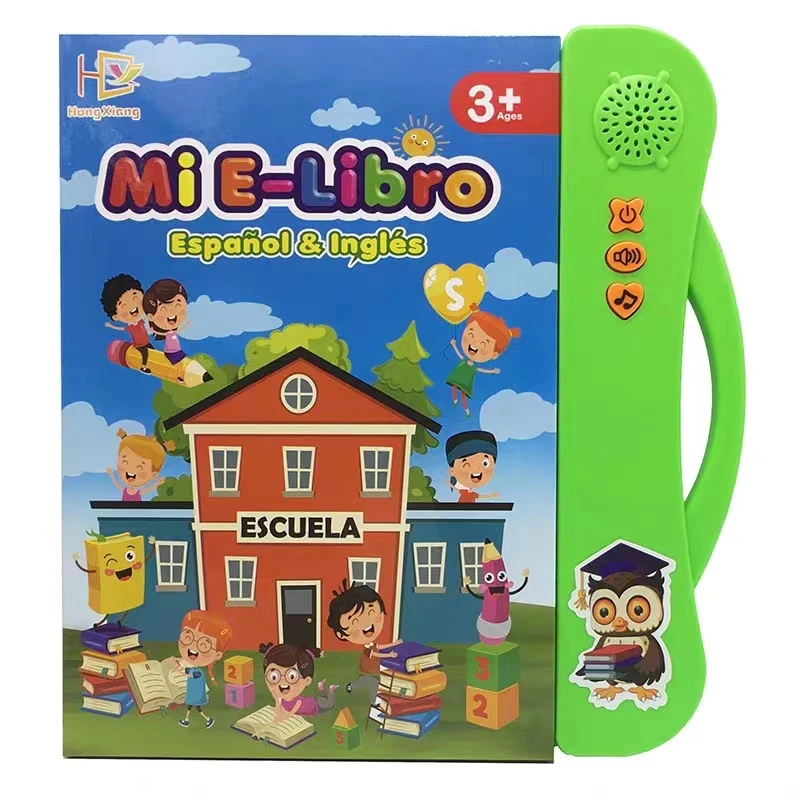 Electric Audio My E Book Educational Bilingual Kid Learning English Spainish Machine Bady Sound Board Cognitve Computer Toy 3