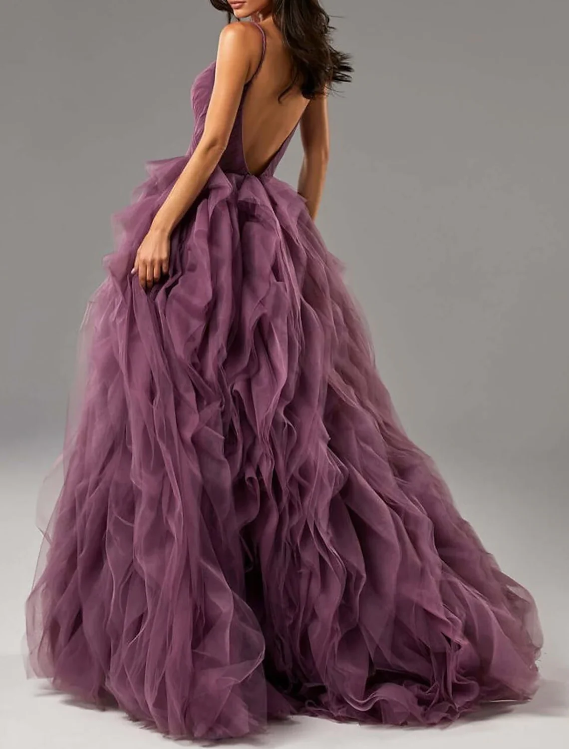 New Ball Gown Beautiful Back Elegant Prom Formal Evening Quinceanera Dress V Neck Tulle With Ruffles Vestidos De 15 A&ntilde;os
